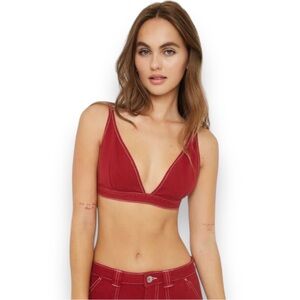 Garage Red Denim Triangle Bralette Size XL